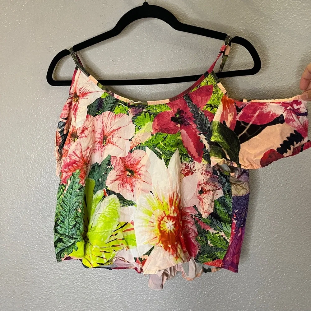 San Lorenzo Bikini Tropical Cover Up Crop Top - Picture 3 of 3